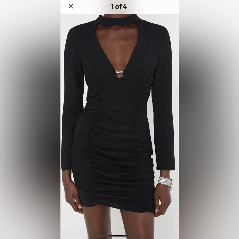 ZARA  Jewel Trim Black Dress Sz Med BRAND NEW WITH TAGS